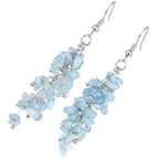 Nupuyai Natural Tumbled Chips Stone Healing Crystal Dangle Hook Earrings for Women, Aquamarine