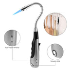 Butane Lighter Torch Long Jet Flame Windproof Lighter with Visual Fuel Window for Fireplace Kitchen Grill BBQ Camping, Black (No Butane Included)
