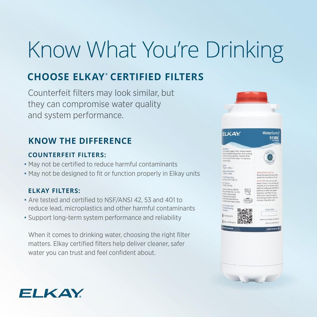 Elkay Genuine WaterSentry 51300C Lead + Microplastics NSF/ANSI Certified Filter (12-Pack)(Bottle Fillers)