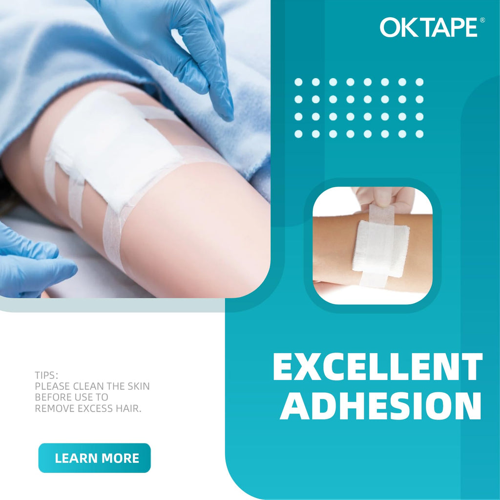 OK TAPE OKPore Medical Surgical Tape Nonwoven (Pack of 4) - First Aid Surgical Tape Soft and Breathable for Wound Dressing Care - 3in x 10yds