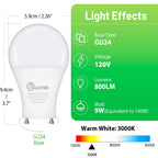 CFMASTER GU24 LED Llight Bulb, 3000K Warm White, 9W(100W Equivalent), 800 Lumens, A19 Shape GU24 LED Bulbs, Twist and Lock GU24 Pin Base with Two Prongs, Non-Dimmable(16-Pack)