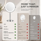 Dienmern 1X/30X Makeup Mirror with Lights, 9" Magnifying Vanity Mirror