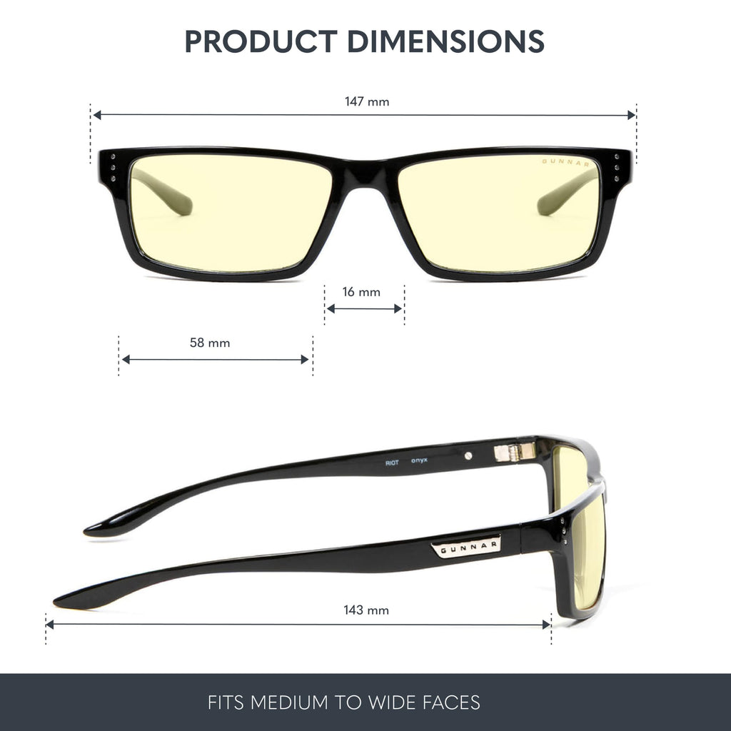 GUNNAR Premium Computer and Gaming Glasses For Men & Women - Advanced Blue Light Blocking Lens Technology For Eye Strain Relief and Anti Fatigue - Riot Amber Tinted Gaming Glasses