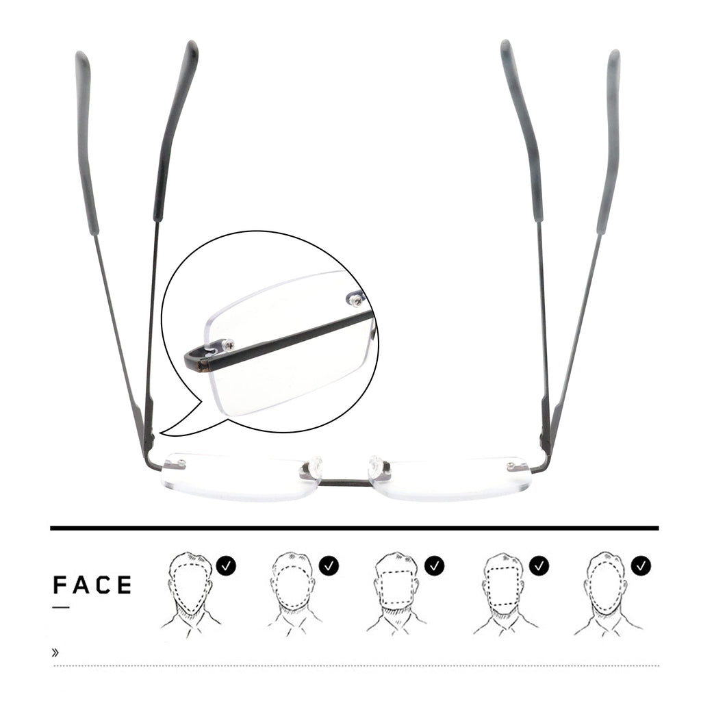 HIYANJN Frameless Reading Glasses Blue Light Blocking Rimless Computer Reader For men Lightweight Eyeglasses(3-Pack,1.75)
