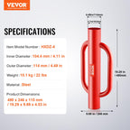 VEVOR Fence T Post Driver, 4.11" Inner Diameter Post Pounder with Handles, 22LB Heavy Duty Carbon Steel Hand Post Rammer, Farm Fencing Hole Digger for U Channel, Sign Pole, Wooden Post, Red
