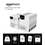Amazon Basics Multipurpose Copy Printer Paper, 20 lb, 8.5 x 11 Inches, 5 Reams (2,500 Sheets), 92 Bright White