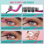 Lash Extension Kit Eyelash Clusters Individual Lashes Extensions Kits With Cluster Lashes Wispy,Lash Bond And Seal,Eyelashes Remover And Applicator at Home(Feather2,D-Mix8-16mm kit)