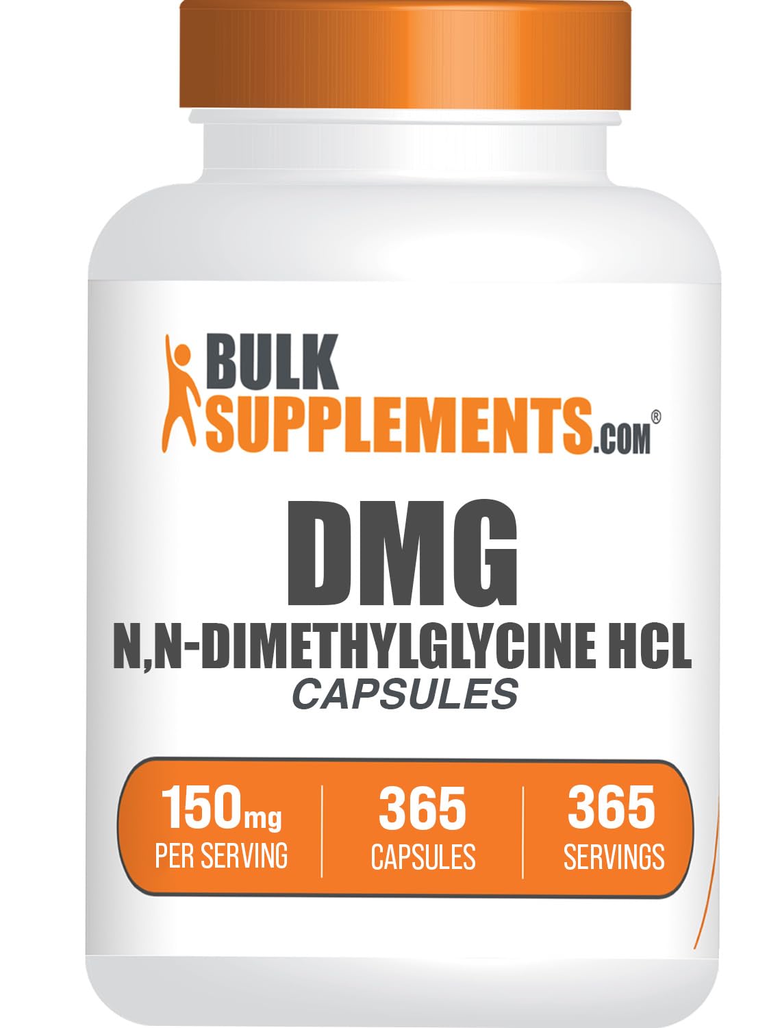 BulkSupplements.com DMG HCl Capsules - N,N-Dimethylglycine HCl, Glycine Supplements - Gluten Free, 1 Capsule per Serving (150mg), 365 Count (Pack of 1)