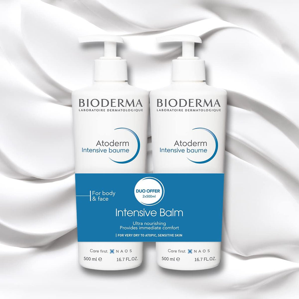 Bioderma Atoderm Intensive Balm Duo Pack Ultra-Nourishing Body Cream for Very Dry Skin, 2x16.9 Fl Oz
