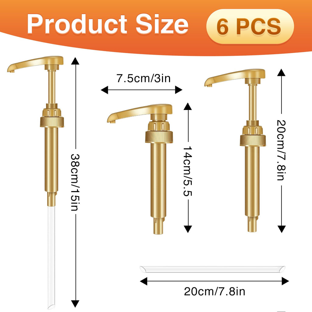 VOISEN Coffee Syrup Pump, 6 Pack Gold Syrup Pump