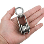 SHINICO Pulley Wheel with Carabiner, Bearing Inside, Stainless Steel, Rope Cable Pulley for Pulley System, 2 Pack