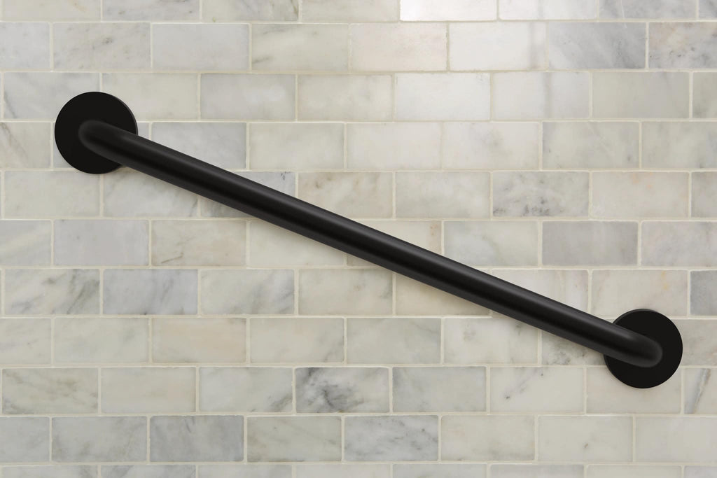 Moen Matte Black 24-Inch Bathroom Safety Grab Bar with Concealed Screws for Elderly Shower Support, R8724BL