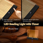 Book Light, Rechargeable Clear LED Flat Book Lights for Reading in Bed at Night with 3 Colors & Timer, Dimmable Panel Plate Book Lamp Full Page Light, Bookish Gifts for Women Readers Kids Book Lovers
