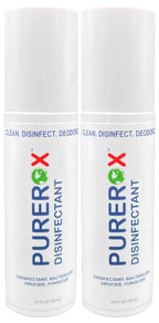 PUREROX disinfectant (3.4oz, 2pk) TSA Approved travel size. Eliminate 99.9999% viruses Norovirus, MRSA, Fungus, Bacteria. Hospital Grade. Safe for Use Anywhere. No residue. Suitable for All Surfaces.