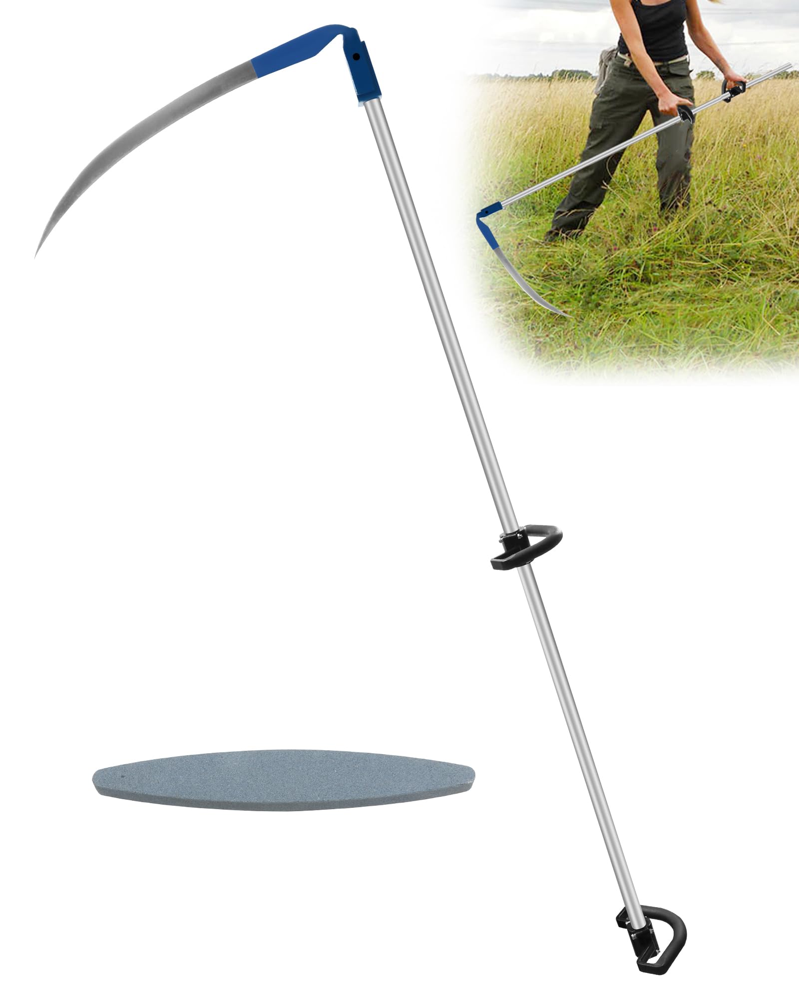CGENWDCH 27" Scythe for Grass Cutting with 27" Steel Blade & 62" Handle