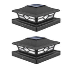 VOLISUN Solar Post Cap Lights: 2 - Pack Outdoor Deck Post Cap Lights Black for Dock Fence Waterproof 2 Color Modes,4x4/6x6 Wooden/Vinyl Posts