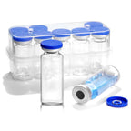 Ehoycq 10ml Sealed Vials with Self Healing Injection Port and Plastic-Aluminum Flip Caps,Glass Empty Vials for Injection 50 Pack
