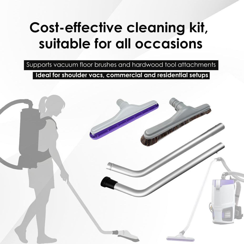 YZXQWRON Backpack Vacuum Floor Tool Set Compatible with ProTeam Vacuum & Hoover C2401, S Wand + 14" Horsehair Brush + 14" Carpet Brush, 1.5" Connection, Replacement Parts for ProTeam Backpack Vacuum