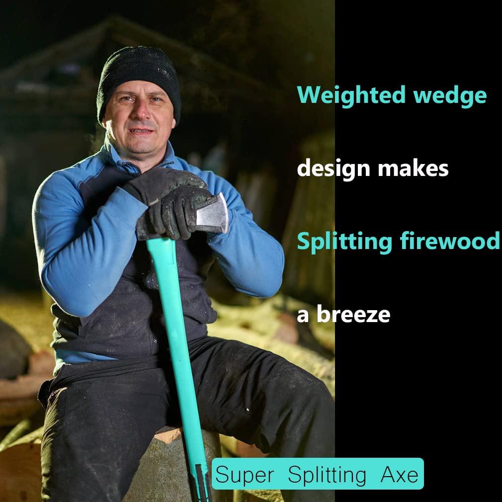 36" Splitting Axe, Chopping Axe|Splitting Maul for Firewood,|6.8Lbs Heavy Duty Forged Carbon Steel, Fiberglass Composite Handle & Ergonomic Anti-Slip Grip