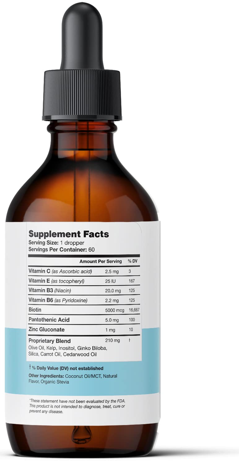 Ultra6 Nutrition Liquid Biotin with Hair Vitamins - Vitamin C, E, B6 & Organic Coconut Oil - Liquid Biotin for Hair, Skin, Nails and Immunity Support