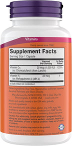 Now Supplements Vitamin D3 K2, 1,000 IU/45 mcg, Cardiovascular Support, Supports Bone Health, 180 Vegetarian Capsules - Vegan, Gluten Free, Kosher Vitamin D3 and K2 Supplements (2)