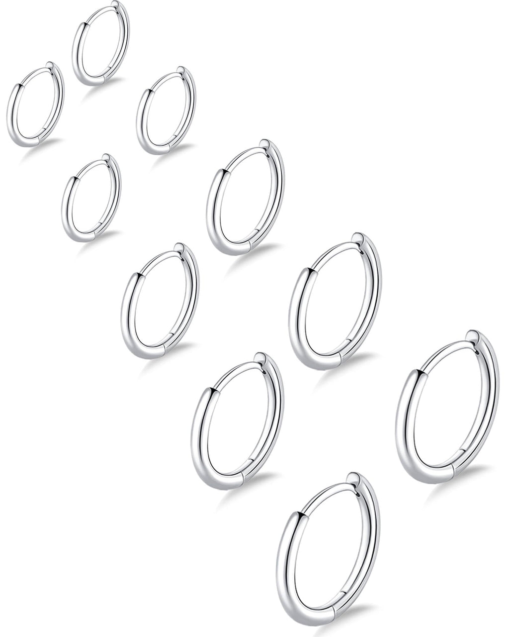Gokeey 5 Pairs 316L Stainless Steel Small Hoop Earrings Set for Women, Cute Huggie Earrings for Women, Hypoallergenic Tiny Cartilage Earrings Hoop Silver Hoop Earrings for Men Multiple Piercing