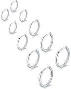 Gokeey 5 Pairs 316L Stainless Steel Small Hoop Earrings Set for Women, Cute Huggie Earrings for Women, Hypoallergenic Tiny Cartilage Earrings Hoop Silver Hoop Earrings for Men Multiple Piercing