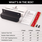 RVPEKUPE 4-Pack Under Cabinet Foot Pull with Adhesive and Screws, Hands Free Toe Foot Pull Opener for Kitchen Trash Cabinet Drawer, 4 Inch (Matte Black)
