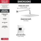 Delta Modern 14 Series Square Rain Shower Faucet Set, Chrome Shower Head and Handle Set, Valve Trim Kit, Chrome T14268-PP (Valve Not Included)