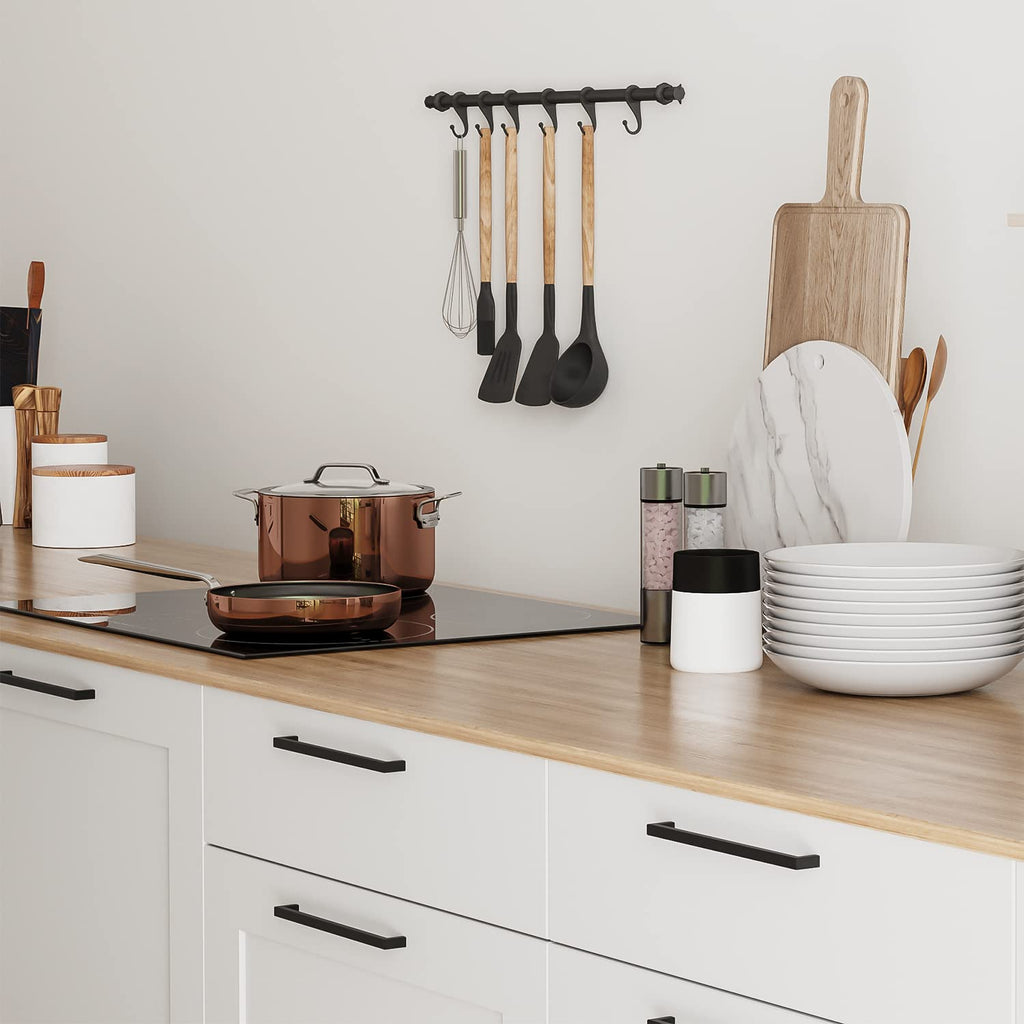 Ravinte 15 Pack Solid 6-1/4 Inch Kitchen Square Cabinet Handles Matte Black Pulls Drawer Pulls Kitchen Cabinet Hardware Flat Black Handles