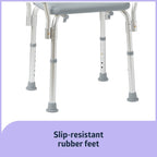 Dr. Dunley Bath Chair for Seniors, Shower Seat with Back, Suction Feet, Non-Slip Adjustable Height Shower Bench for Elderly, 350lb Weight Capacity (Removable Backrest)