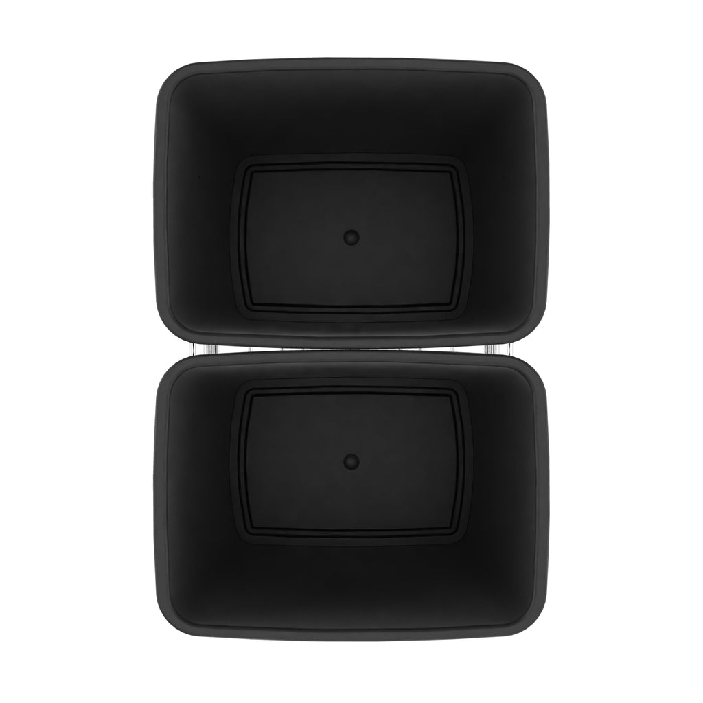 Rev-A-Shelf Double 35 Qt Pullout Trash Can for Base Kitchen Cabinets, Garbage Waste Bin System with Full-Extension Slides, Min Opening Width of 14.5", Black, RV-18KD-18C S