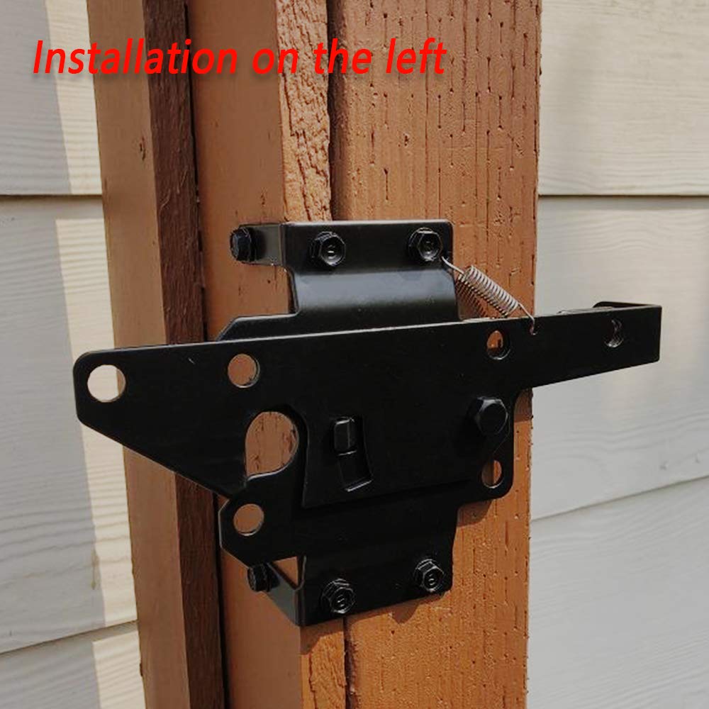 Gate Latches for Wooden Fences Heavy Duty Post Mount Automatic Gravity Lever Spring Self Locking Hardware Wood/Vinyl Fence Gate Lock for Secure Pool/Yard/Garden,Black Finishing,Steel