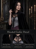 Vampire Super Long Shawl,Halloween Black Cloak Adult Hooded Cape