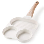 CAROTE Egg Pan Omelette Pan, 3-In-1 Divided Nonstick Grill Pan, Pancake Pan and Healthy Egg CookerSuitable for Gas Stove & Induction Cookware, White Granite