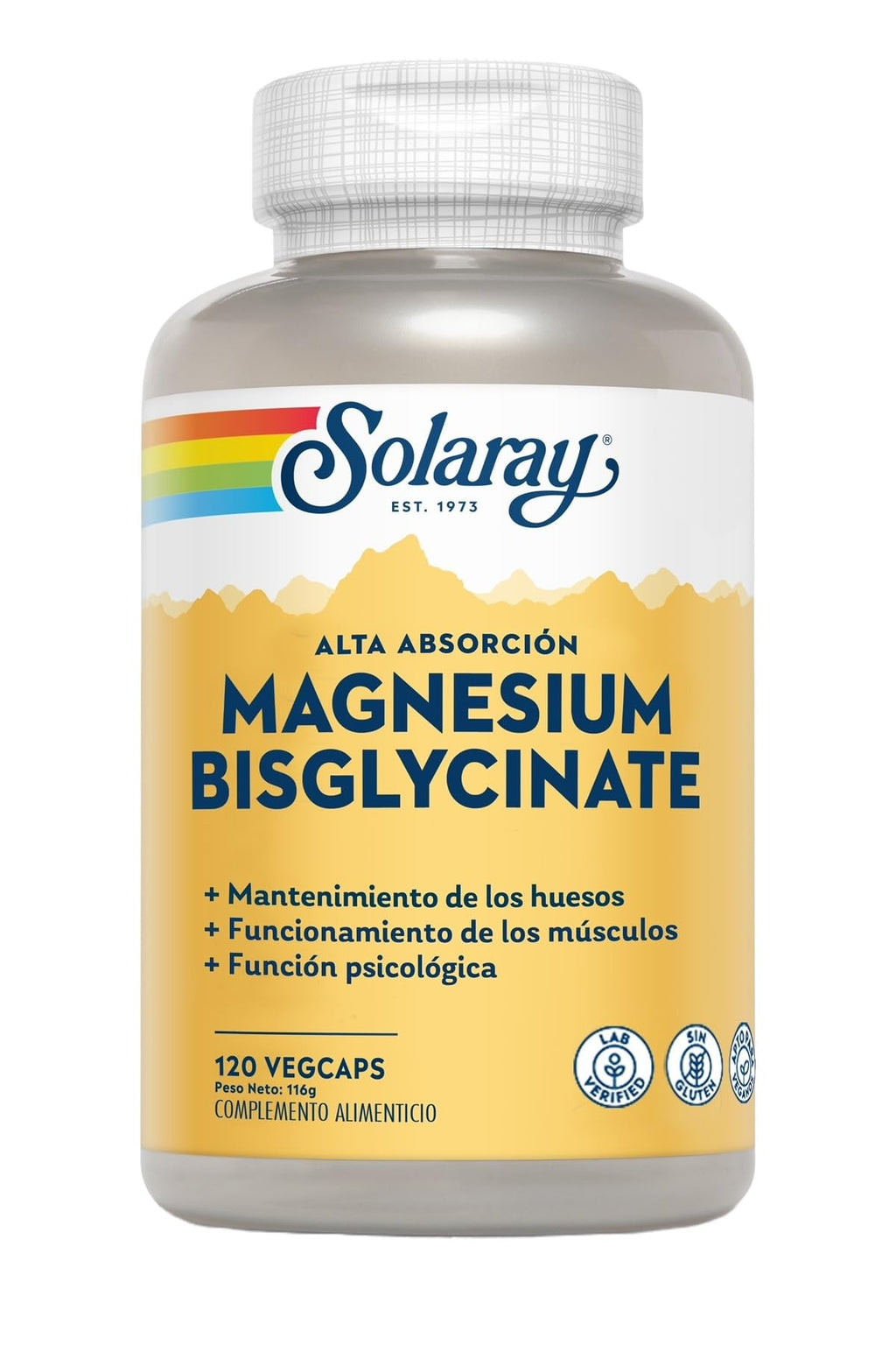 SOLARAY Magnesium Glycinate Capsules, Chelated Magnesium Bisglycinate w/BioPerine, Higher Absorption Magnesium Supplement - Bones, Muscles, Heart Support, Vegan (30 Servings, 120 VegCaps)