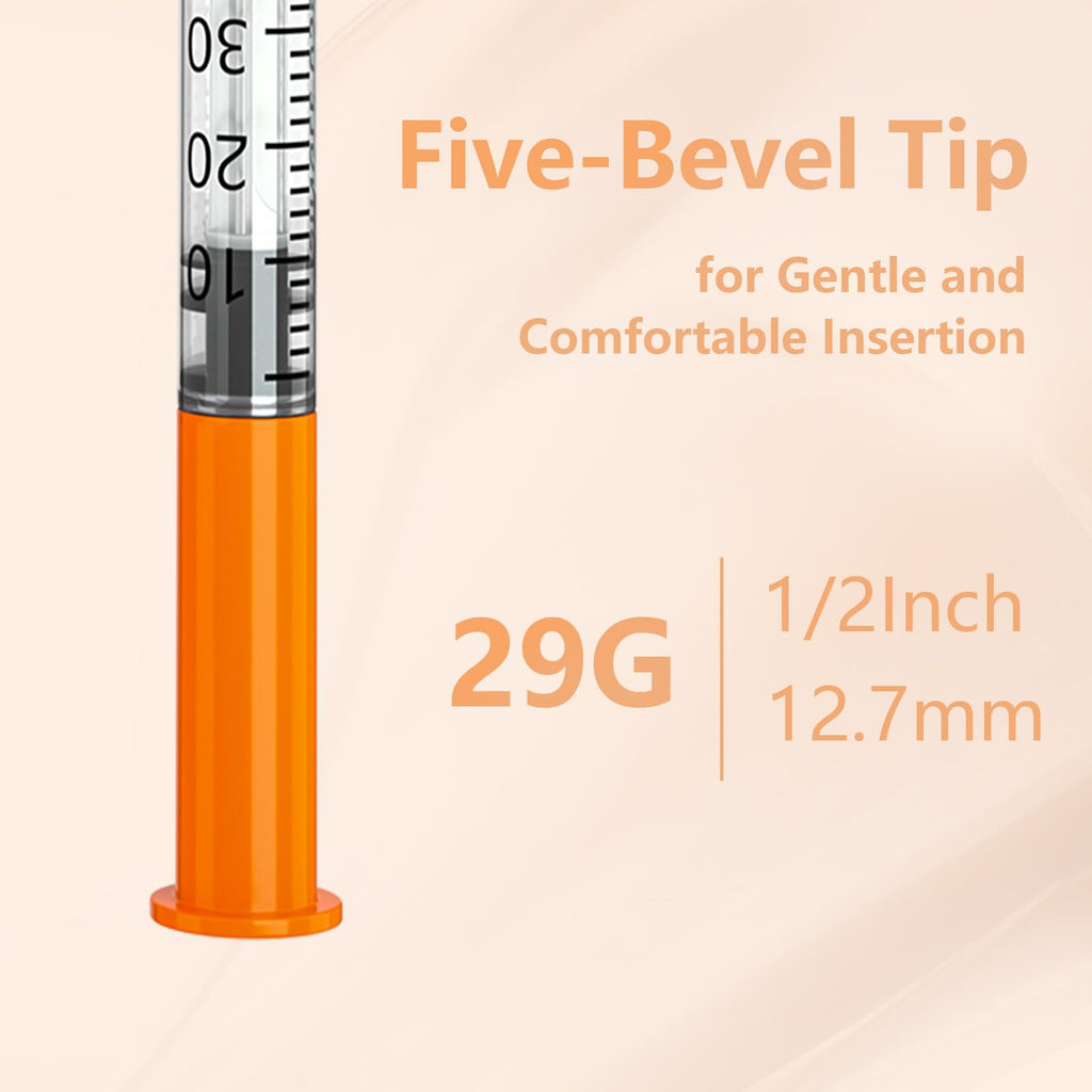 0.5ml Syringe 31G 5/16" 8mm, Lab Tools Individually Wrapped 100 Pack