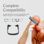 Slate Flosser Mini - Reusable Floss Pick with Gum Brush & Tongue Scraper, Dentist-Invented, PFAS/PTFE-Free, Travel-Ready | White Mini Flosser 2-Pack