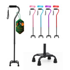 BeneCane Quad Cane Adjustable Walking Cane with Offset Soft Cushioned Handle for Men & Women Lightweight Comfortable with 4-Pronged feet for Extra Stability(Black)
