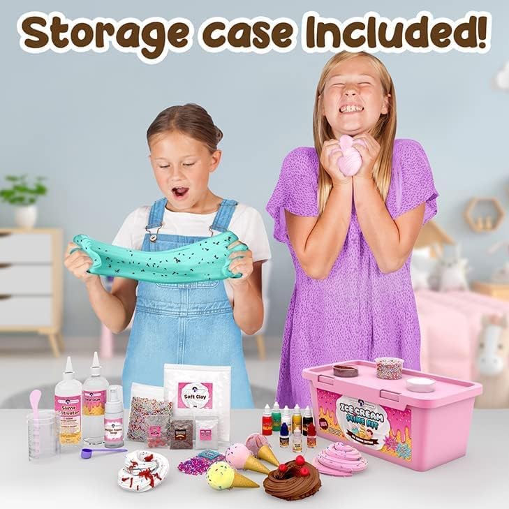 Original Stationery Ice Cream Slime Kit for Girls Toys, DIY Cherry-Scented Slime Making Set with 31 Pieces, Fun Arts and Crafts for Kids Ages 8-12, Birthday Gift