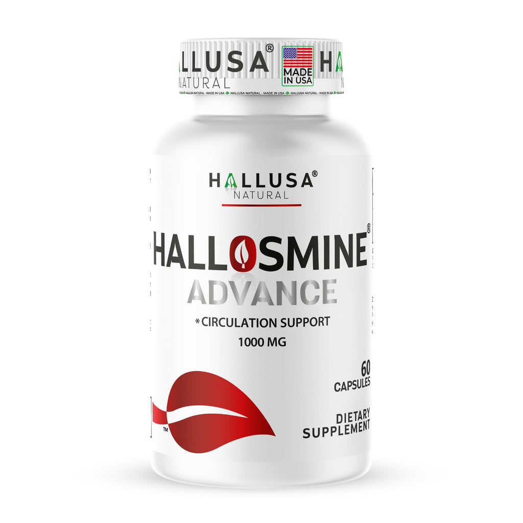 Hallusa Natural Hallosmine Advance 1000mg Diosmin Circulation & Vein Support Supplement, Vascular Health, Visible Veins, Spider Veins, Blood Flow, Swelling & Heavy Legs 60 Count (60 Capsules)