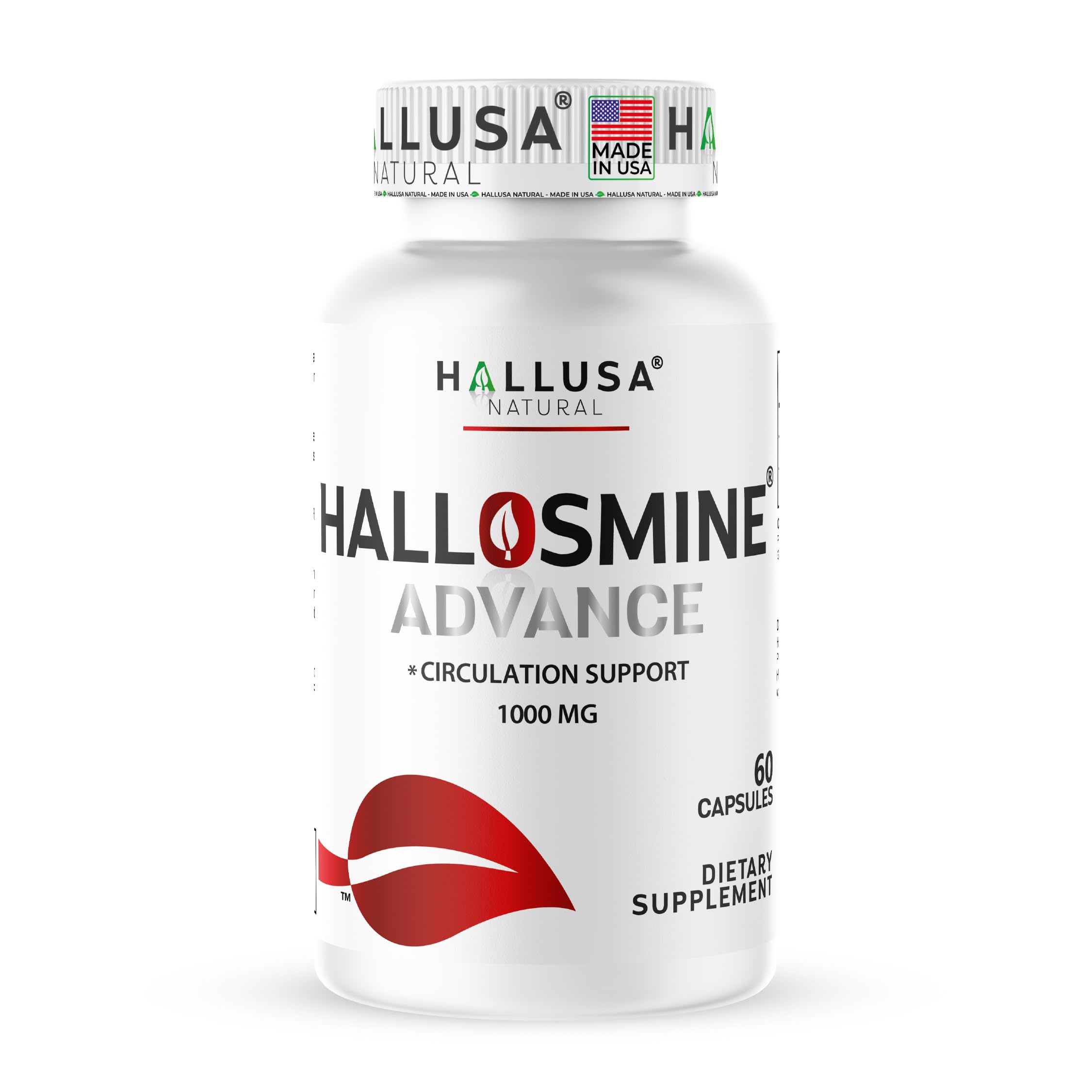 Hallusa Natural Hallosmine Advance 1000mg Diosmin Circulation & Vein Support Supplement, Vascular Health, Visible Veins, Spider Veins, Blood Flow, Swelling & Heavy Legs 60 Count (60 Capsules)