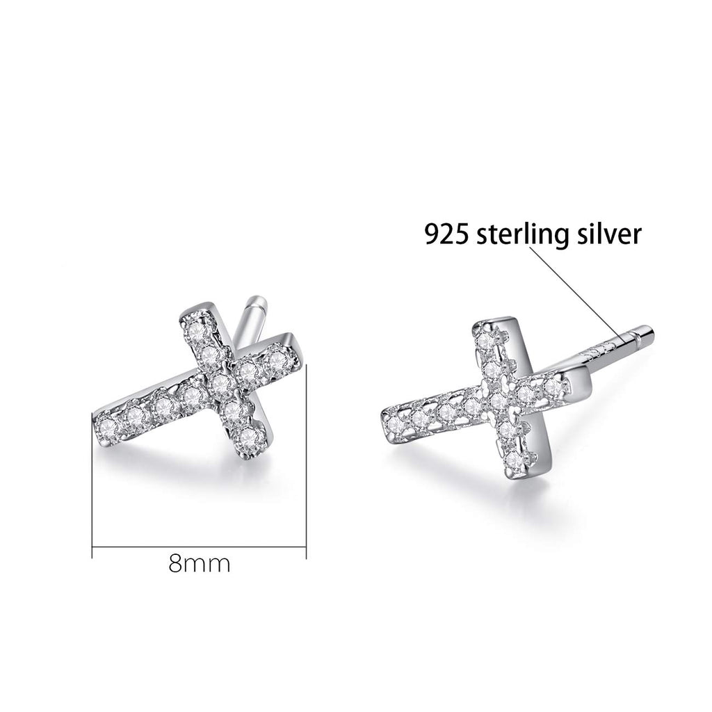REVEMCN 3-Pair Cross Earrings for Men & Women, Stainless Steel & 925 Silver