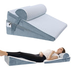 Bed Wedge Pillow for Sleeping, 3 Pcs Adjustable Height 4.5&7.5&12 Inch Triangle Pillow Wedge for Post Surgery, Acid Reflux, Snoring, Legs Pain Relief (Gray)