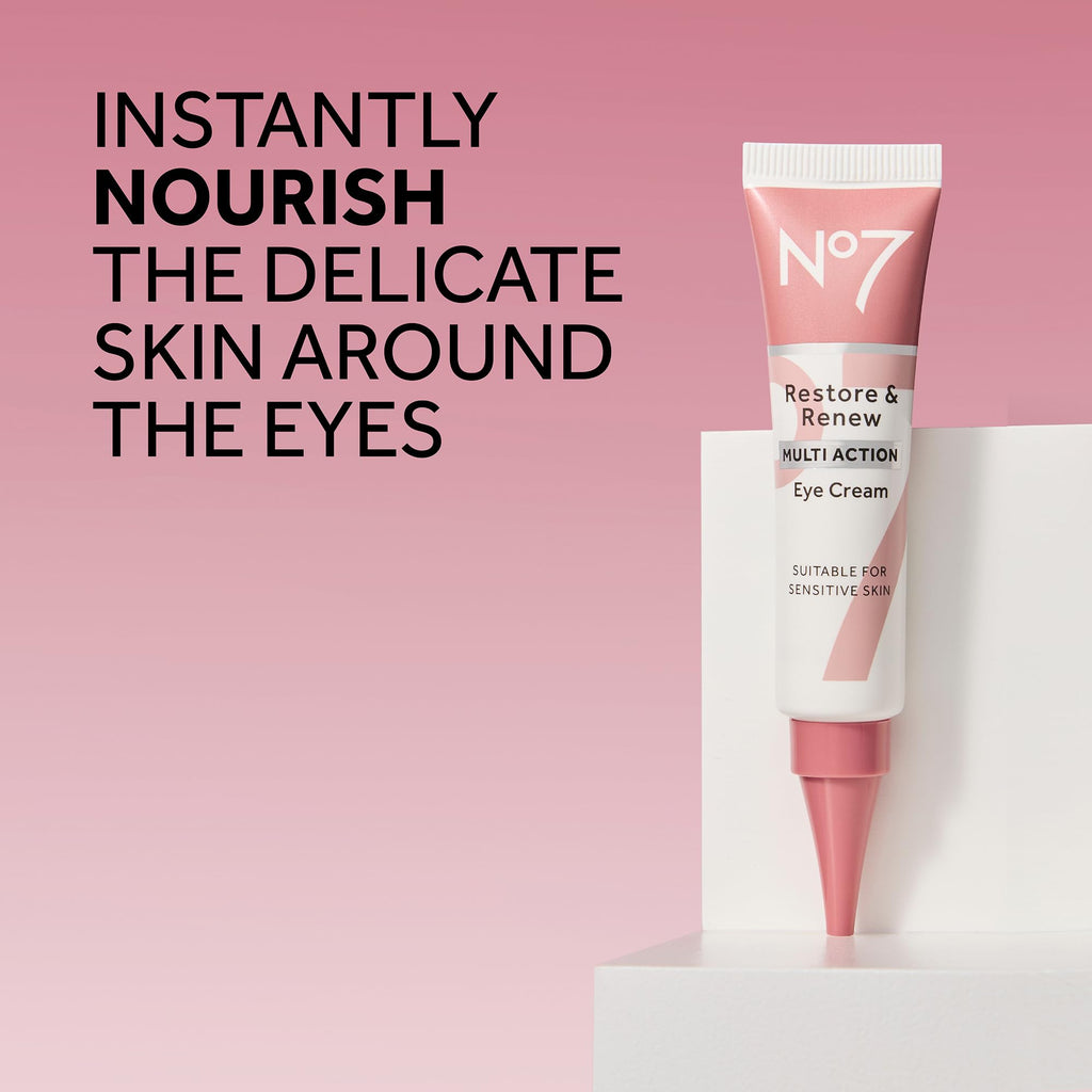 No7 Restore & Renew Multi Action Eye Cream - Skin Renewing Under Eye Cream for Puffiness & Dark Circles - Moisturizing Formula for Wrinkles (15ml)