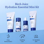 ROUND LAB Birch Juice Moisturizing Mini Kit, 4-Step Travel Size Skincare Set (Cleanser, Toner, Serum, Cream), Daily Skin Care Routine Trial Kit for Acne-Prone and Sensitive Skin, Korean Skin Care