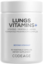 Codeage Lungs Vitamins, A, C, D, E, B6, Milk Thistle Lung Supplement, Zinc & Magnesium, Cordyceps, Reishi, Chaga, Poria, Tylophora, Ginger, Peppermint Leaf Organic Herb Cleanse - Non-GMO - 90 Capsules