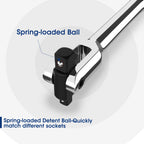 WORKPRO Dual Drive Breaker Bar, 3/8" & 1/2" Drive, Heavy Duty Breaker Bars, 24-inch Length with 360° Rotatable Head, Spring-loaded Detent Ball, Chrome Vanadium Steel Made