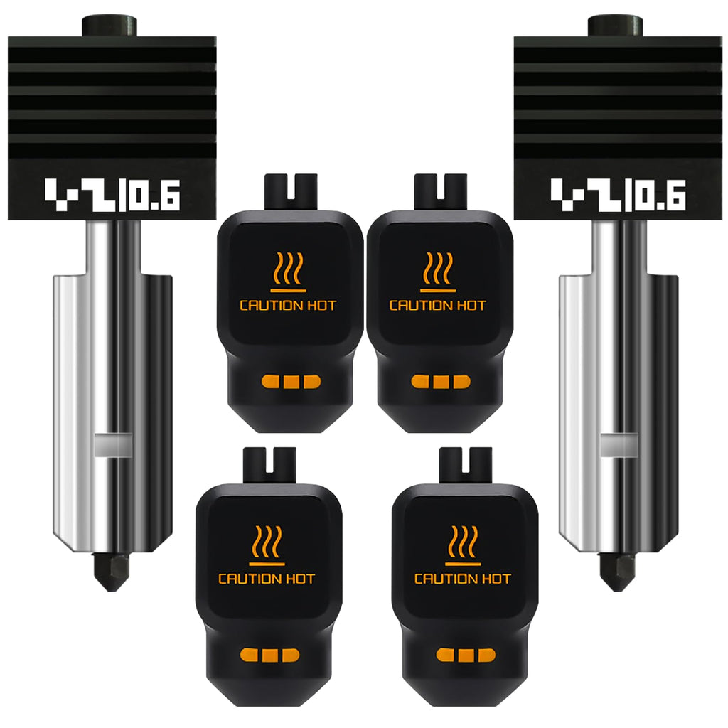 2-Pack Upgraded 0.6MM Hotend kit for Bambu lab P2S/X2D/H2D/H2S/H2C（4-PK Silicone Socks with QR Code）, Extruder Include Hardened Steel Nozzle and electroplated Heating Block for bambus 3D Printer