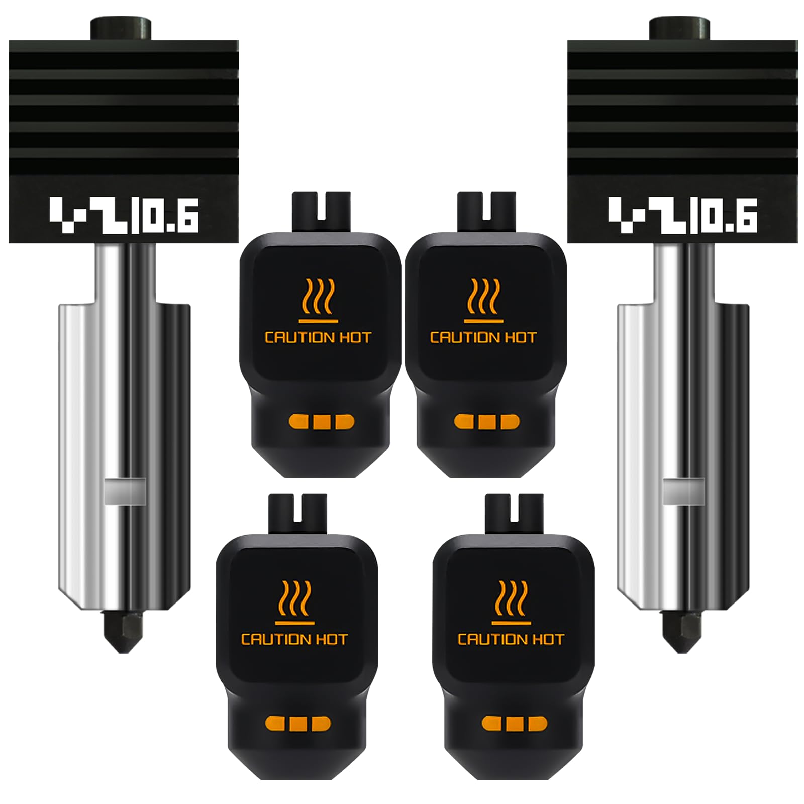 2-Pack Upgraded 0.6MM Hotend kit for Bambu lab P2S/X2D/H2D/H2S/H2C（4-PK Silicone Socks with QR Code）, Extruder Include Hardened Steel Nozzle and electroplated Heating Block for bambus 3D Printer